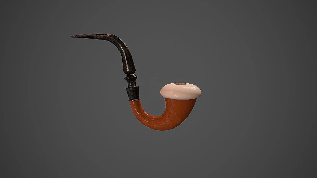 victorian era pipe tobacco low poly low-poly 3D Model .c4d .max .obj .3ds .fbx .stl .blend 