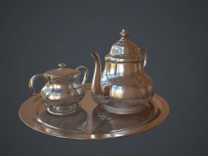 tetera de plata de la &eacute;poca victoriana low-poly Modelo 3D