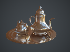 victorian era silver teapot low-poly 3D Модель