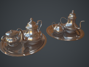 victorian era silver teapot low-poly 3D Модель