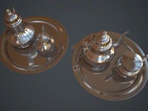 victorian era silver teapot low-poly 3D Model