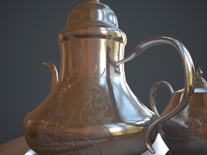 victorian era silver teapot low-poly 3D Модель