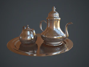 victorian era silver teapot low-poly 3D Model