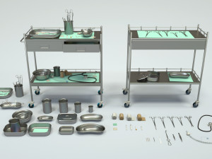 medical equipment collection - supply cart low-poly 3D Model