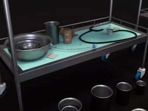 cole&ccedil;&atilde;o de equipamentos m&eacute;dicos - carrinho de suprimentos low-poly Modelo 3D