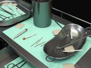 cole&ccedil;&atilde;o de equipamentos m&eacute;dicos - carrinho de suprimentos low-poly Modelo 3D