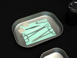 medical equipment collection - supply cart low-poly 3D 모델