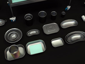 medical equipment collection - supply cart low-poly 3D 모델