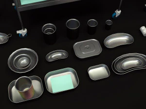 cole&ccedil;&atilde;o de equipamentos m&eacute;dicos - carrinho de suprimentos low-poly Modelo 3D