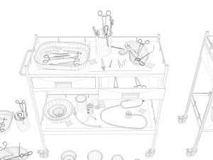 cole&ccedil;&atilde;o de equipamentos m&eacute;dicos - carrinho de suprimentos low-poly Modelo 3D