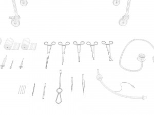 medical equipment collection - supply cart low-poly 3D 모델