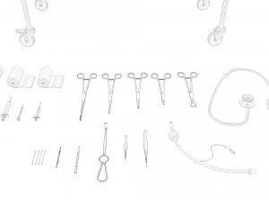 cole&ccedil;&atilde;o de equipamentos m&eacute;dicos - carrinho de suprimentos low-poly Modelo 3D
