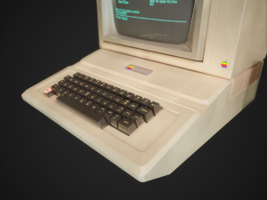 apple ii computer - pbr game ready model vr-ar low-poly 3D Model