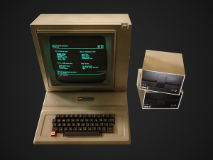 apple ii computer - pbr game ready model vr-ar low-poly 3D Model