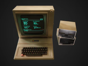 apple ii computer - pbr game ready model vr-ar low-poly 3D Model