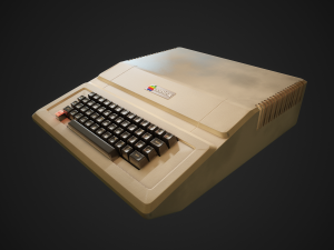 apple ii computer - pbr game ready model vr-ar low-poly 3D Model
