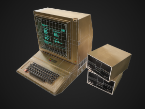 apple ii computer - pbr game ready model vr-ar low-poly 3D Model