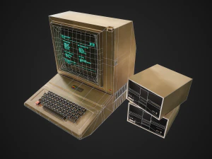 apple ii computer - pbr game ready model vr-ar low-poly 3D Model