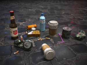 urban garbage small pack and trash set low-poly Model 3D