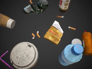 urban garbage small pack and trash set low-poly 3D Model