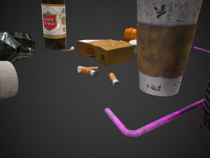 urban garbage small pack and trash set low-poly Model 3D