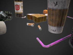 urban garbage small pack and trash set low-poly 3D Model
