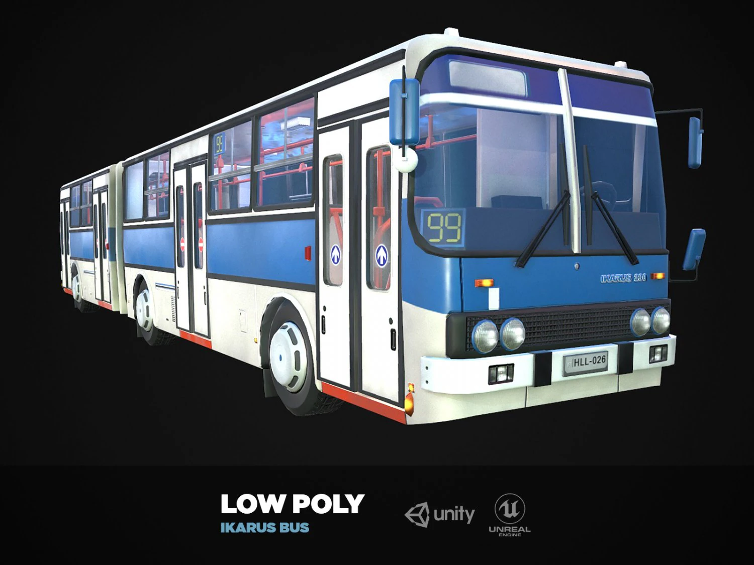 ikarus bus low-poly 3D Model .c4d .max .obj .3ds .fbx .stl .blend 