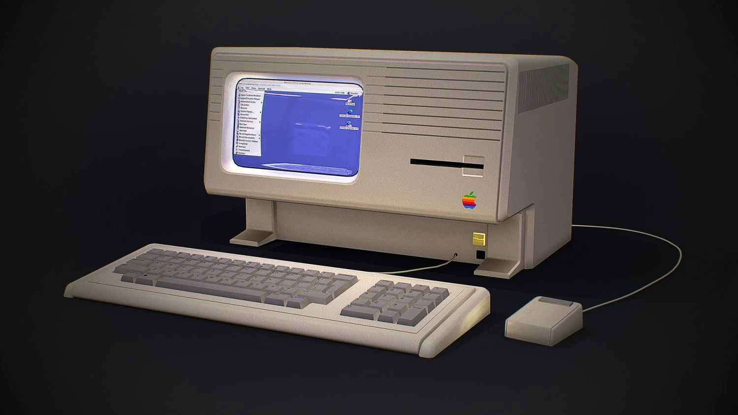 apple macintosh xl old computer low-poly 3D Model .c4d .max .obj .3ds .fbx .stl .blend 