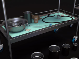 medical equipment collection - supply cart low-poly 3D Model