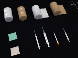 medical equipment collection - supply cart low-poly 3D Model