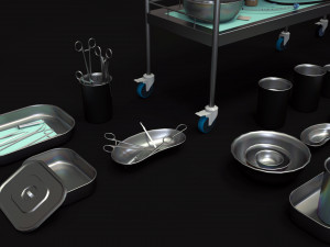 medical equipment collection - supply cart low-poly 3D Model