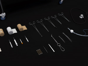 medical equipment collection - supply cart low-poly 3D Model