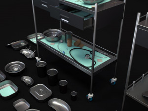 medical equipment collection - supply cart low-poly 3D Model