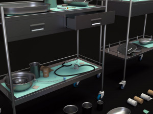 medical equipment collection - supply cart low-poly 3D Model