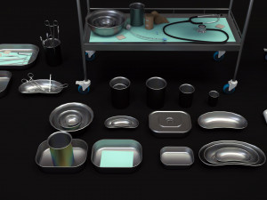 medical equipment collection - supply cart low-poly 3D Model