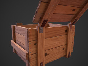 old soviet wooden military box low poly model for vr gaming low-poly Model 3D