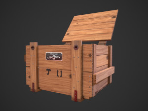 old soviet wooden military box low poly model for vr gaming low-poly Model 3D
