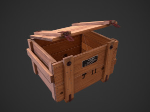 old soviet wooden military box low poly model for vr gaming low-poly Model 3D