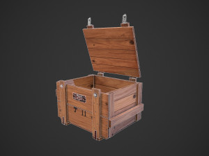 old soviet wooden military box low poly model for vr gaming low-poly Model 3D
