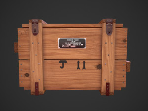 old soviet wooden military box low poly model for vr gaming low-poly Model 3D