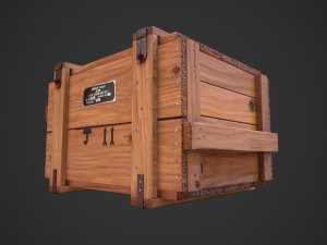 old soviet wooden military box low poly model for vr gaming low-poly Model 3D