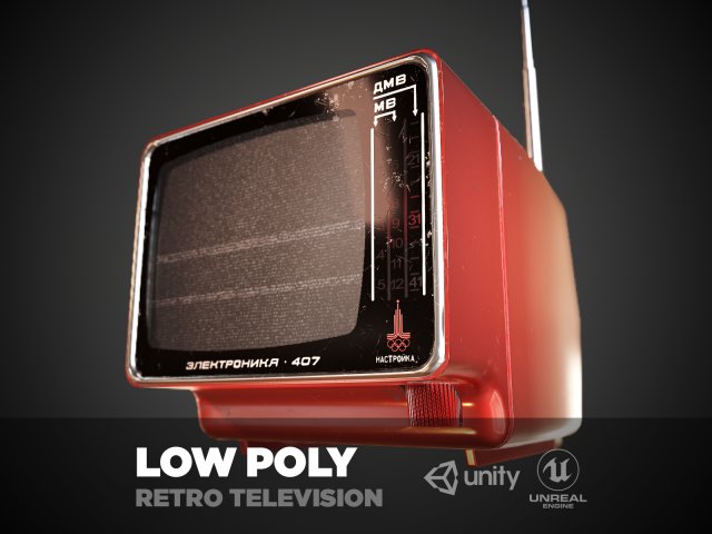 game ready ar vr old russian tv 4k textures low-poly 3D Model .c4d .max .obj .3ds .fbx .stl .blend 