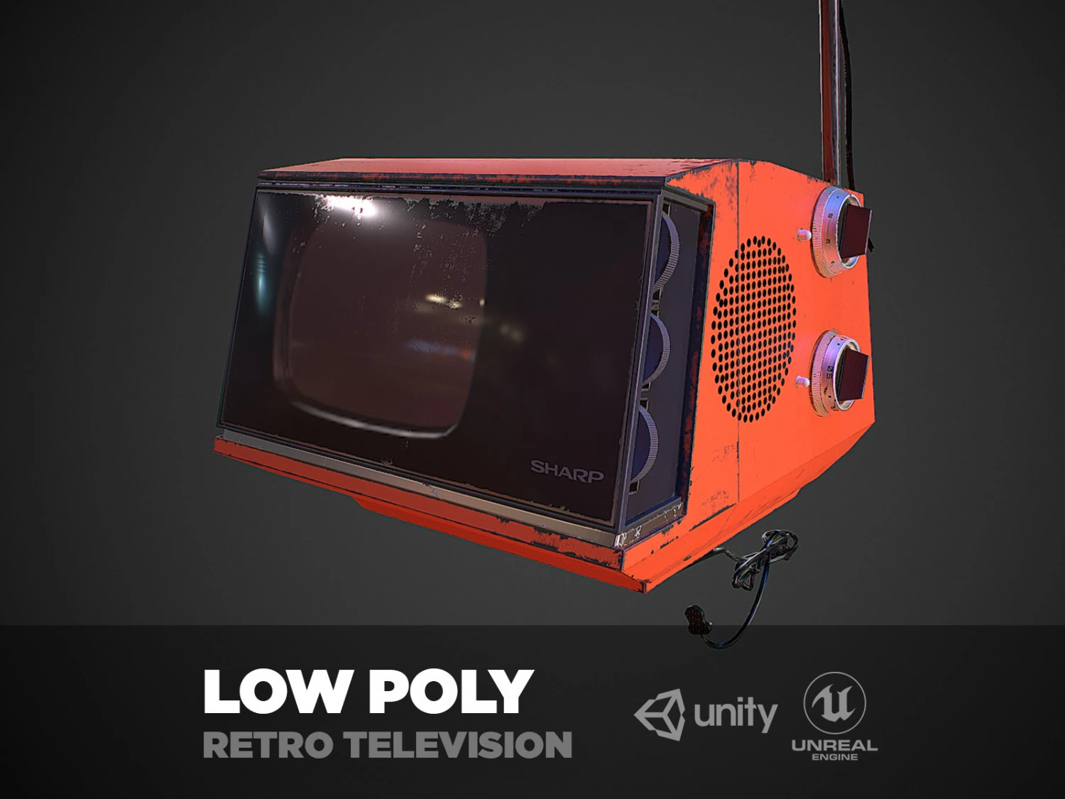 retro television low-poly 3D Model .c4d .max .obj .3ds .fbx .stl .blend 