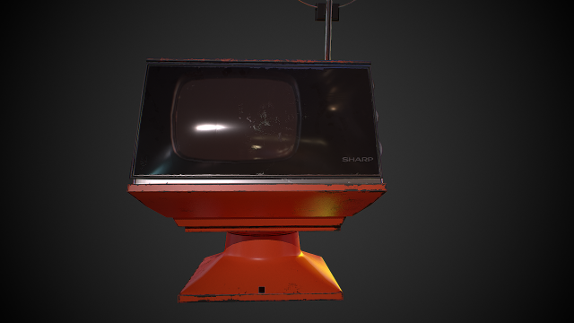 3D model Vintage CRT TV 29 inch - Black VR / AR / low-poly