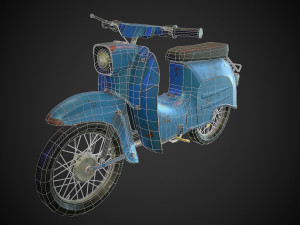 schwalbe kr 51 retro motorcycle low-poly Modelo 3D