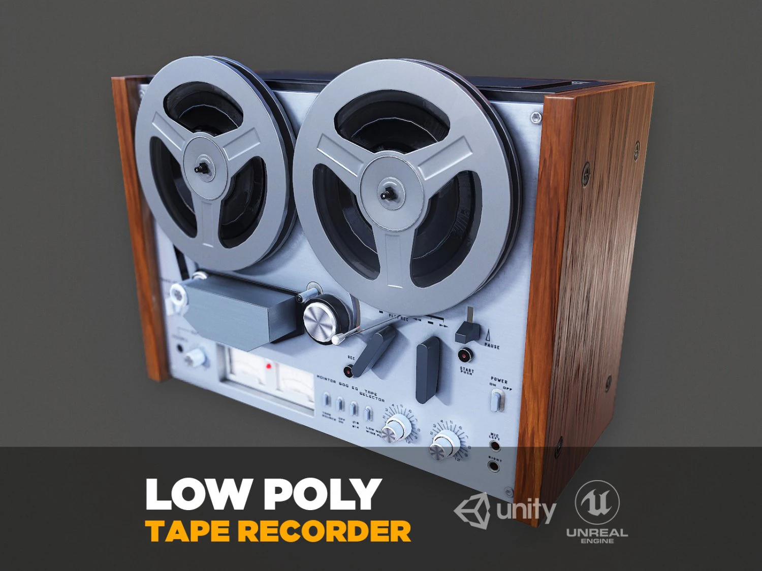 akai gx4000d tape recorder - pbr game ready model vr-ar vr - ar - low-poly 3D Model .c4d .max .obj .3ds .fbx .stl .blend 