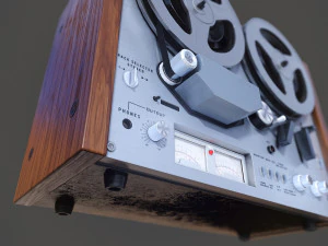 akai gx4000d tape recorder - pbr game ready model vr-ar vr - ar - low-poly 3D Model