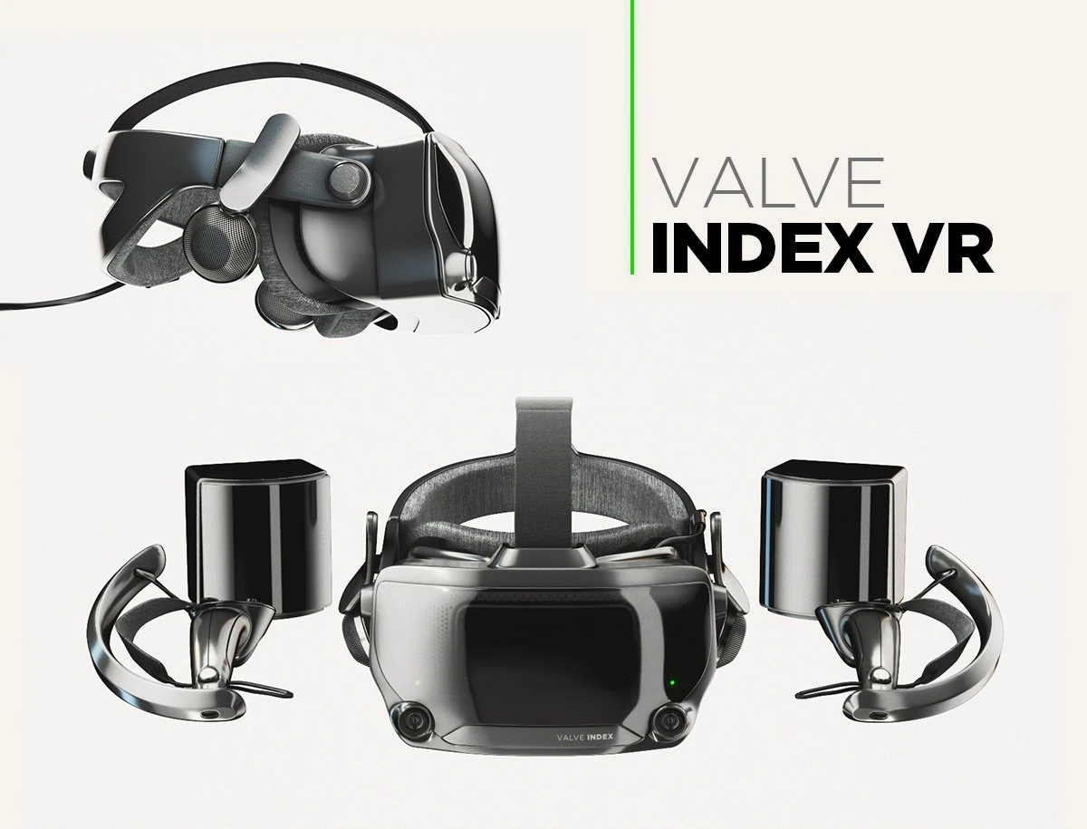 valve index vr headset with controllers and sensors - full kit 3D Model .c4d .max .obj .3ds .fbx .stl .blend 