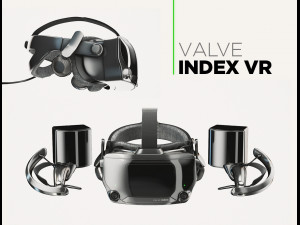 valve index vr headset with controllers and sensors - full kit 3D Model