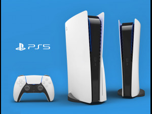 sony playstation 5 with contoller low-poly  3D Model